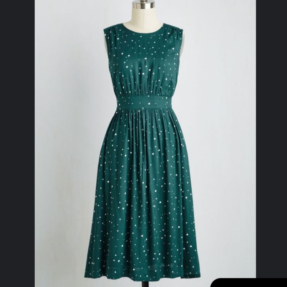 Emily & Fin Teal Polka Dot Dress Beautiful Vintage Look